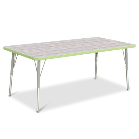 Jonti-Craft Berries Rectangle Activity Table, 30 in. x 60 in., A-height, Driftwood Gray/Key Lime/Gray 6408JCA451